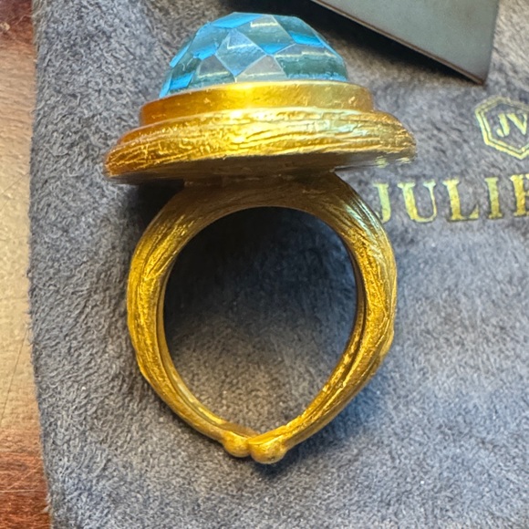 Julie Vos Gold Ring with Aqua Blue Stone - Picture 5 of 7